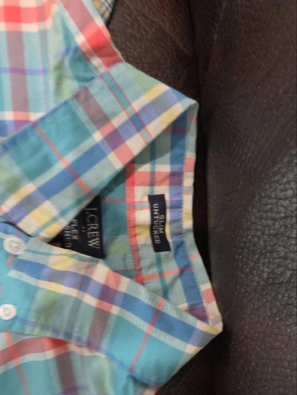 J. Crew Men's Plaid Button-Down Shirt in Teal and Blue Multi Size Med